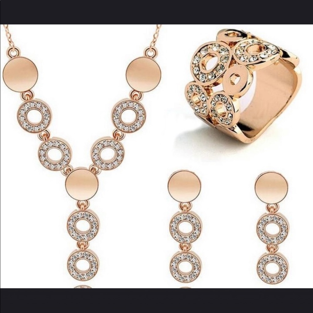 Gold plated  jewelry set, necklace, earring, ring